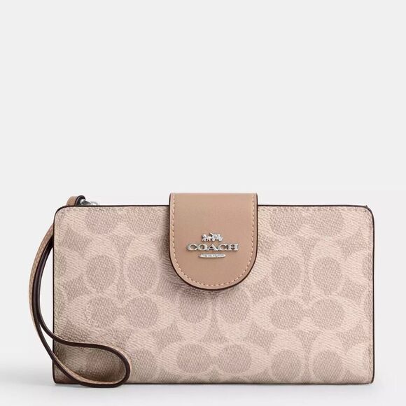 Coach Phone Wallet In Signature Canvas New - Picture 1 of 4